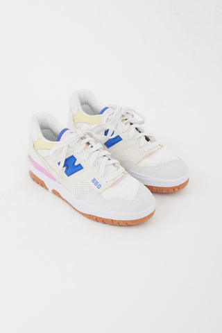 New Balanca White & Multicolour 550 Suede Sneaker