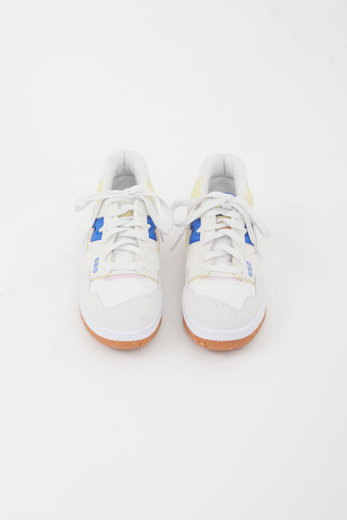 New Balanca White & Multicolour 550 Suede Sneaker