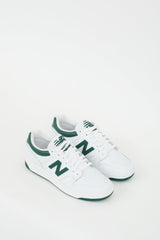 New Balance White & Green Leather 480 Sneaker