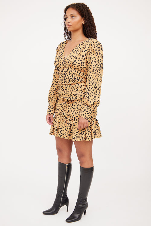 Nicholas Beige & Brown Print Long Sleeve Dress