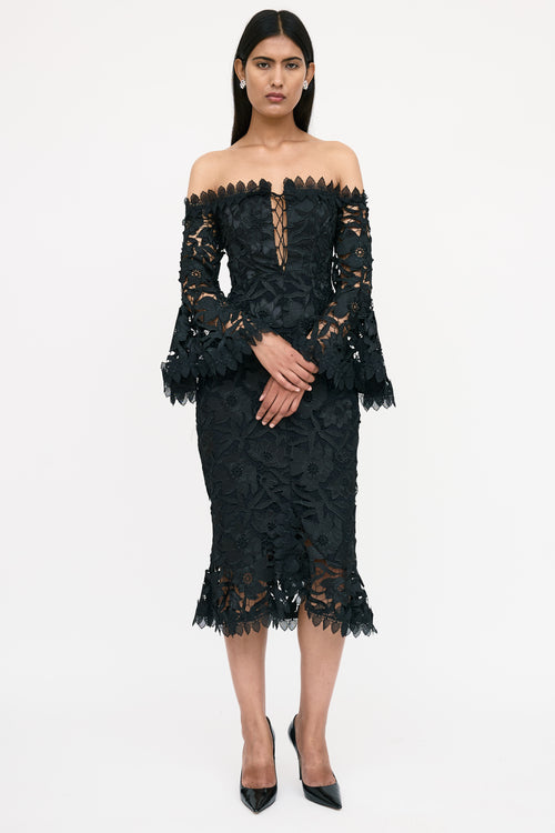Nicholas Lace Off Shoulder Dress