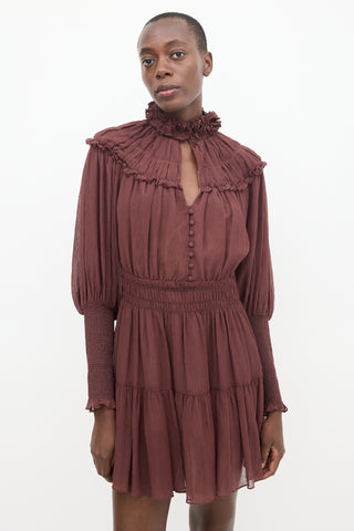 Nicholas Brown Crepe Ruffled Dress