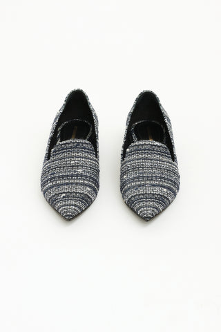 Nicholas Kirkwood Blue Casati Tweed Pearl Loafers