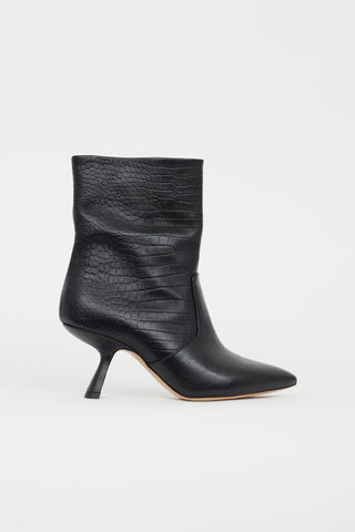 Nicholas Kirkwood Black Embossed Leather Heeled Boot