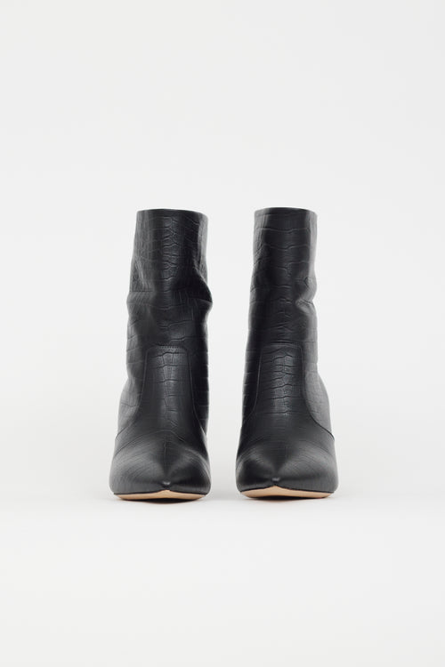 Nicholas Kirkwood Black Embossed Leather Heeled Boot