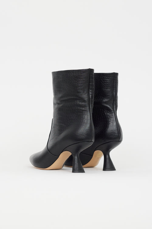 Nicholas Kirkwood Black Embossed Leather Heeled Boot