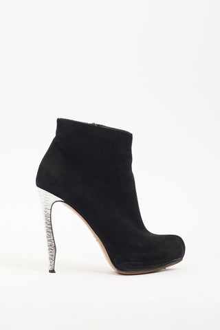 Nicholas Kirkwood Black Suede & Silver Metallic Platform Boot