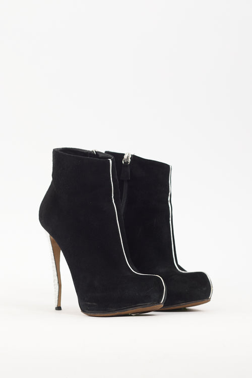 Nicholas Kirkwood Black Suede & Silver Metallic Platform Boot