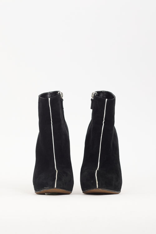 Nicholas Kirkwood Black Suede & Silver Metallic Platform Boot