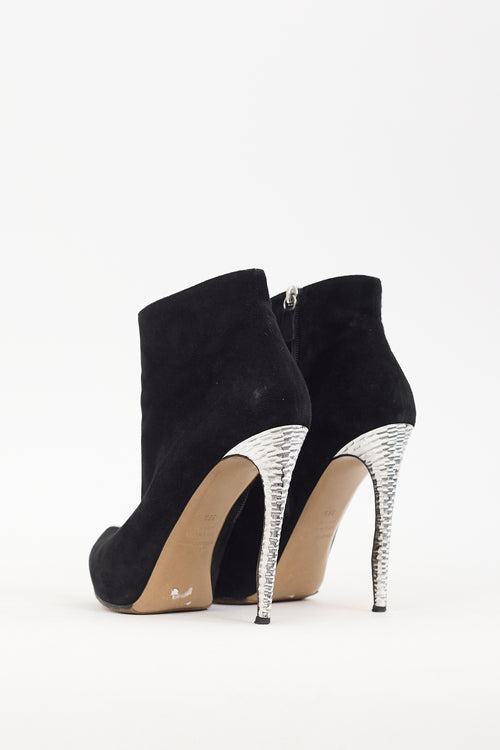 Nicholas Kirkwood Black Suede & Silver Metallic Platform Boot