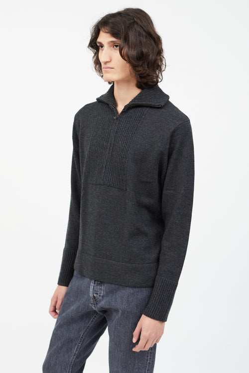 Nicole Farhi Grey Wool Zip Sweater
