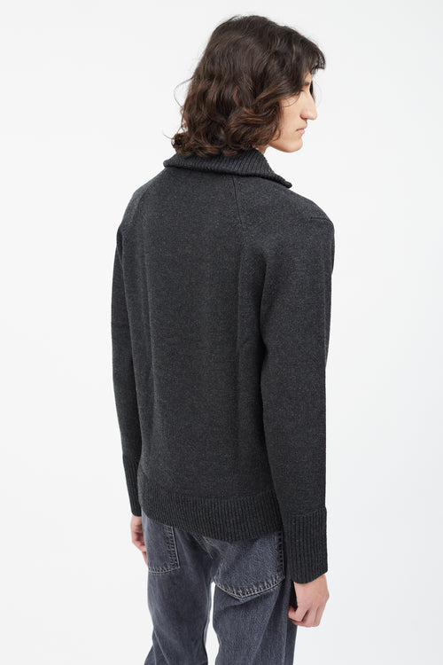 Nicole Farhi Grey Wool Zip Sweater