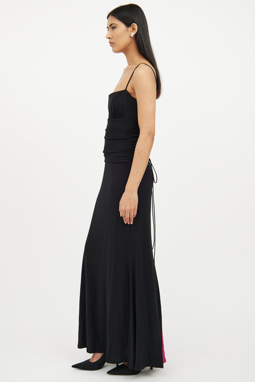 Black Ruched Maxi Dress