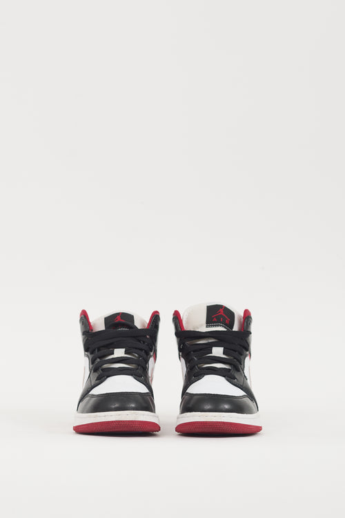 Nike Air Jordan 1 Black & White Leather Mid Sneaker