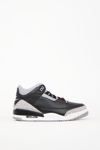 Nike Black & Grey Air Jordan Retro 3 Sneaker