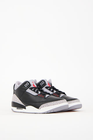 Nike Black & Grey Air Jordan Retro 3 Sneaker