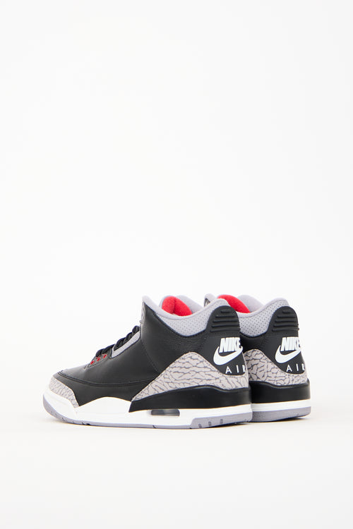 Nike Black & Grey Air Jordan Retro 3 Sneaker