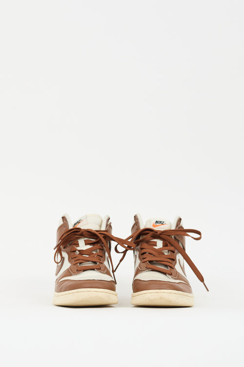 Nike Brown Leather & Cream Canvas Dunk High Sneaker