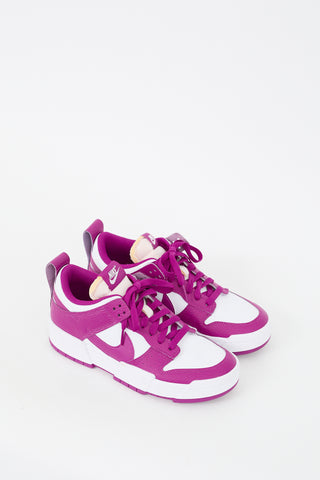 Nike White & Purple Leather Dunk Disrupt Sneaker