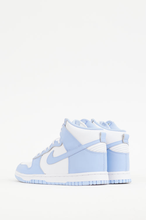 Nike White & Blue Leather Dunk High Sneaker