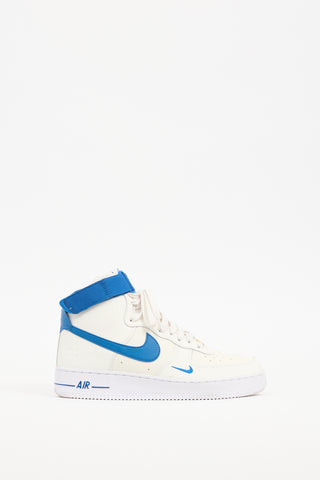 Nike White & Blue Air Force 1 High Sneaker