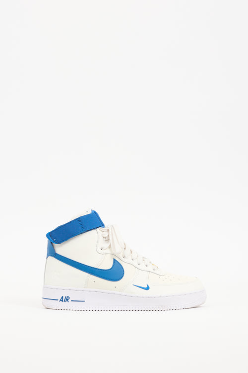 Nike White & Blue Air Force 1 High Sneaker