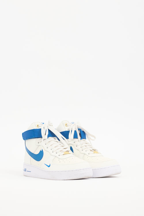 Nike White & Blue Air Force 1 High Sneaker