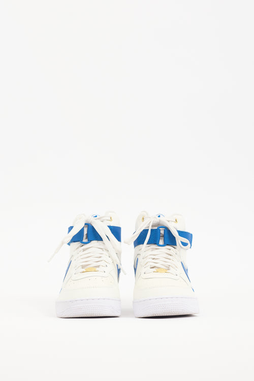 Nike White & Blue Air Force 1 High Sneaker