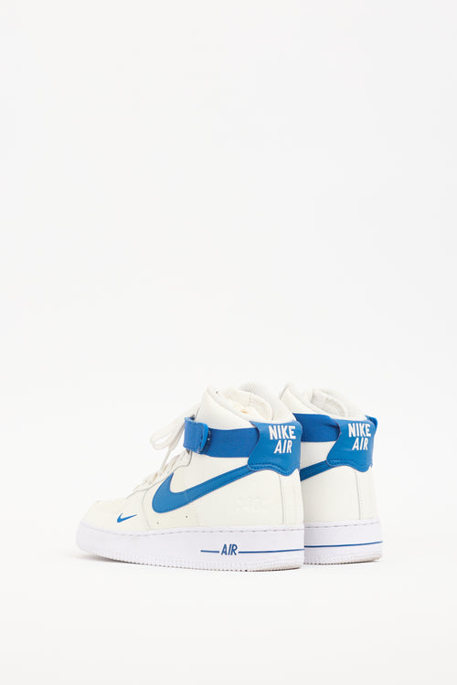 Nike White & Blue Air Force 1 High Sneaker