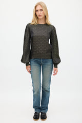 Nili Lotan Black & Gold Sparkly Cutout Back Top