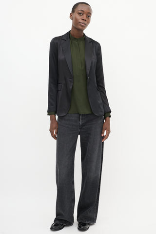 Nili Lotan Black Silk Two Pocket Blazer