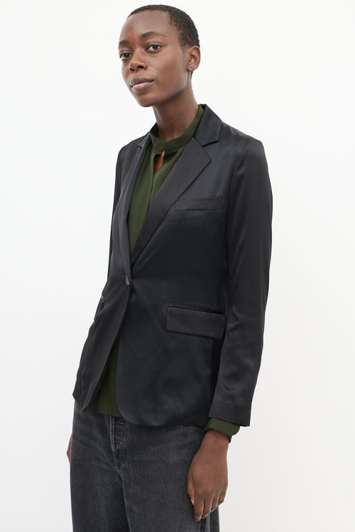 Nili Lotan Black Silk Two Pocket Blazer