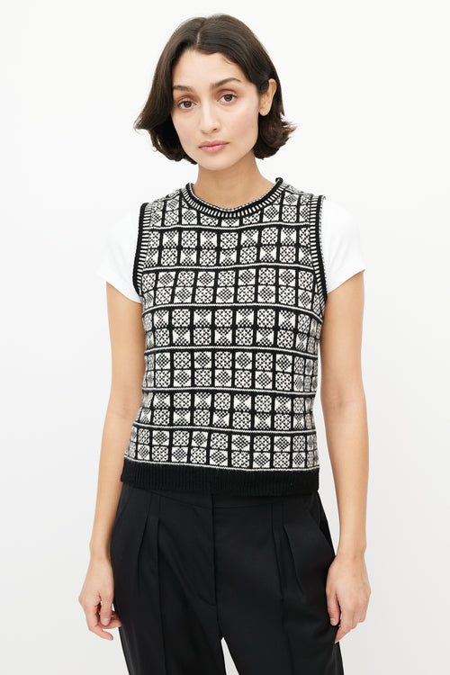 Nili Lotan Black & White Wool Knit Vest