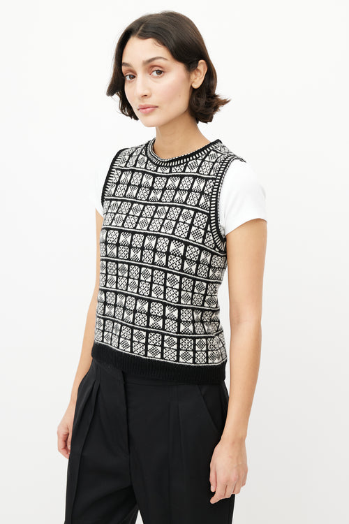Nili Lotan Black & White Wool Knit Vest