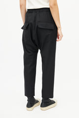 Nili Lotan Black Wool Drop Seat Trouser
