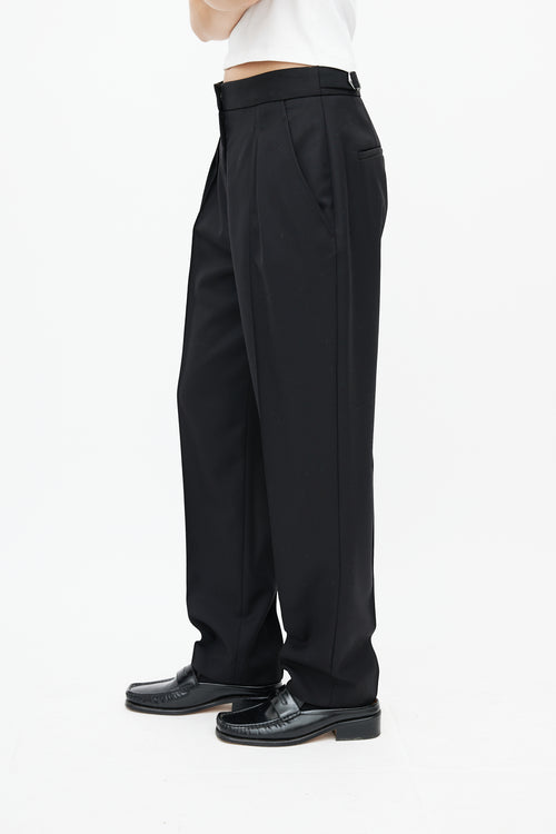 Nili Lotan Black Wool Pleated Trouser