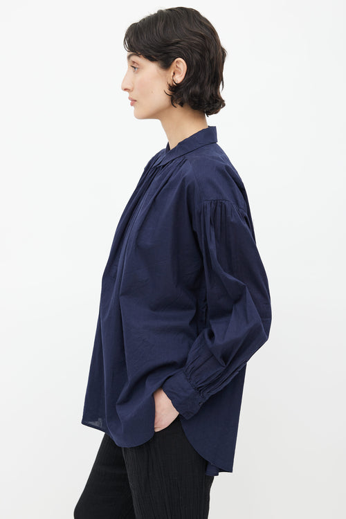 Nili Lotan Navy Half Button Shirt