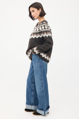 Nili Lotan Brown & Multicolour Wool Fairisle Sweater