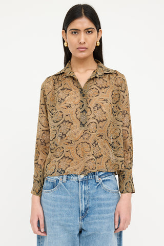 Nili Lotan Paisley Long Sleeve Top
