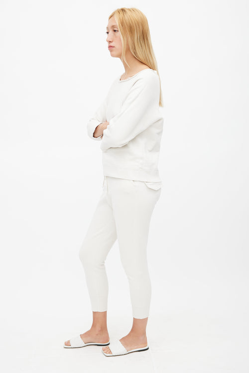 Nili Lotan Cream Distressed Sweatsuit