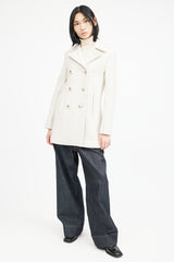 Nili Lotan Cream & Gold Double Breasted Wool Coat