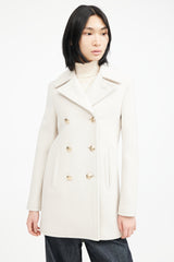 Nili Lotan Cream & Gold Double Breasted Wool Coat