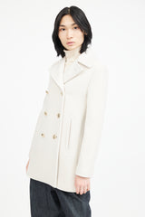 Nili Lotan Cream & Gold Double Breasted Wool Coat