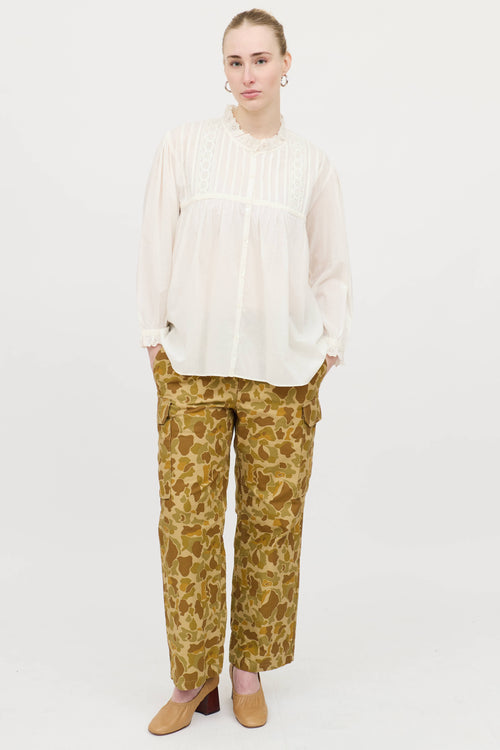 Nili Lotan Eyelet Button Up Blouse