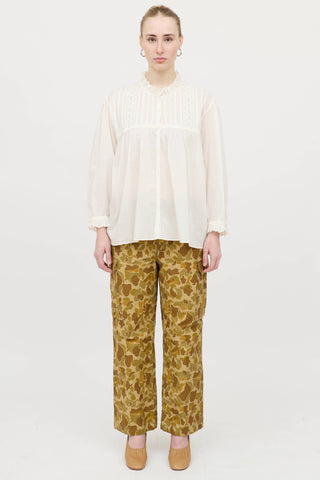 Nili Lotan Eyelet Button Up Blouse