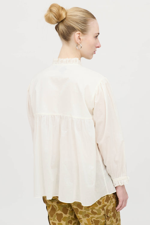 Nili Lotan Eyelet Button Up Blouse
