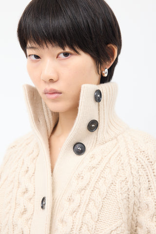 Nili Lotan Cream Wool Cable Knit Andrew  Sweater