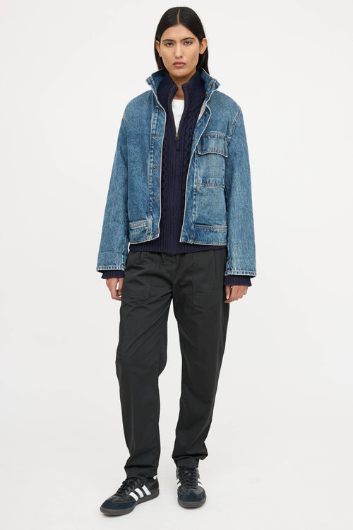 Nili Lotan Stand Collar Denim Jacket