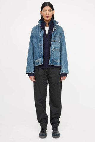 Nili Lotan Stand Collar Denim Jacket