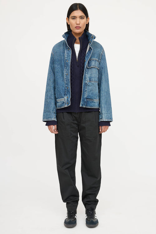 Nili Lotan Stand Collar Denim Jacket